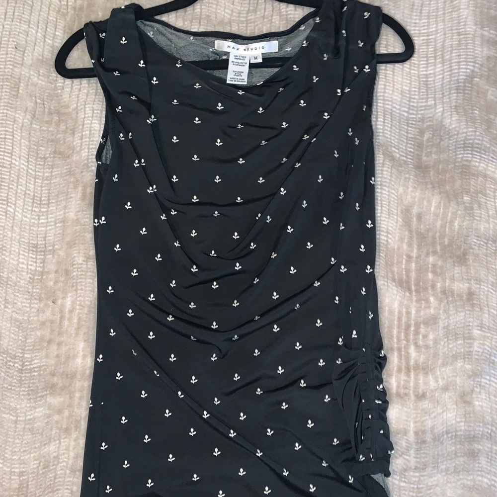 Ruched Side Black Blouse